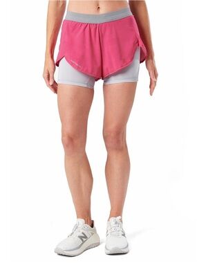 Nathan pink /gray Women's 2-in-1 Athletic Shorts. Side pockets. Size small